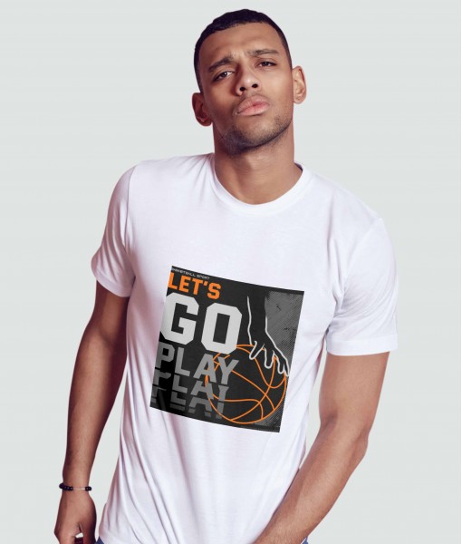 Мъжка тениска с щампа Спортни Илюстрации Go Play basketball